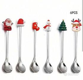 Set 6 cucchiaini a tema Natale + 10 forchettine 