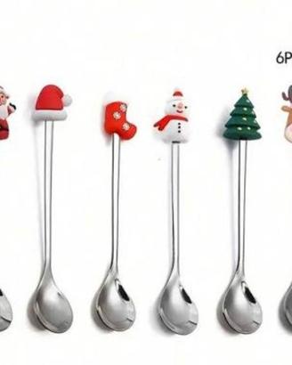 Set 6 cucchiaini a tema Natale + 10 forchettine 