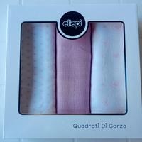 3 quadrati di garza in puro cotone rosa nascita