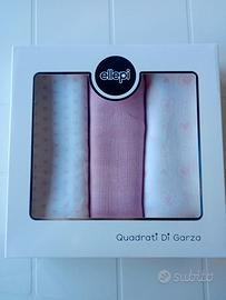 3 quadrati di garza in puro cotone rosa nascita