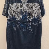 Abito elegante donna blu con giacca coordinata