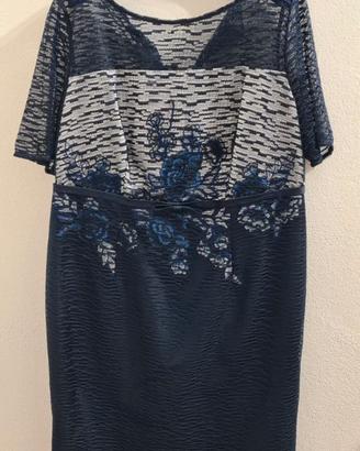 Abito elegante donna blu con giacca coordinata