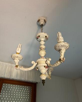 Lampadario in ceramica di Bassano inizio 900