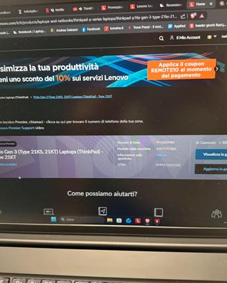 Lenovo Thinkpad P16S Gen 3 garanzia 33 mesi