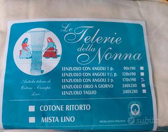 Lenzuolo matrimoniale con angoli