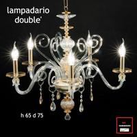 LAMPADARIO CRISTALLO 5 LUCI DOUBLE' AMBRA