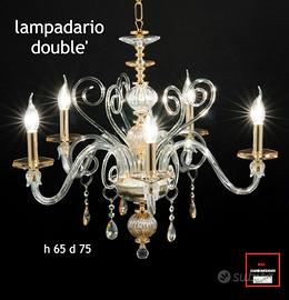 LAMPADARIO CRISTALLO 5 LUCI DOUBLE' AMBRA