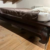 Letto king size stile etnico in ebano scuro