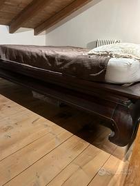 Letto king size stile etnico in ebano scuro