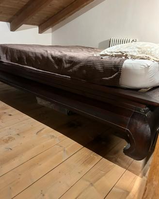 Letto king size stile etnico in ebano scuro
