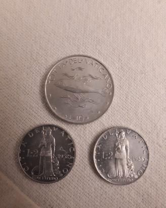 Monete 2 lire e 10 lire città del Vaticano