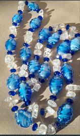 Collana vetro di Murano e quarzo naturale