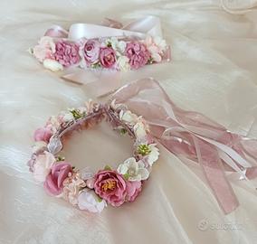 set coroncina e cinta damigella 