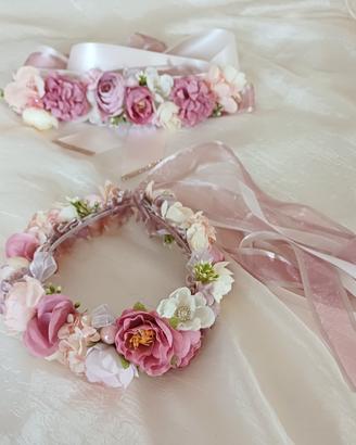 set coroncina e cinta damigella 