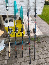 set di canne da pesca surfcasting