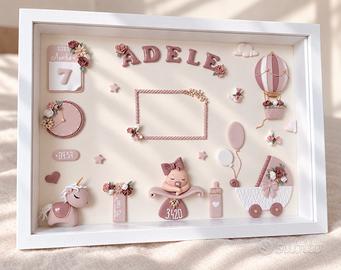 Quadretto nascita personalizzato in FIMO 