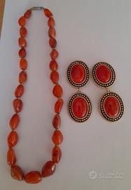 Parure vintage collana e orecchini clip