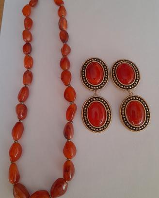 Parure vintage collana e orecchini clip