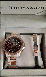 Set orologio più bracciale trussardi uomo nuovo