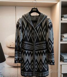 Cardigan/Cappotto Lungo in Maglia con cappuc. Tg L