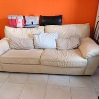 divano letto panna in vera pelle 