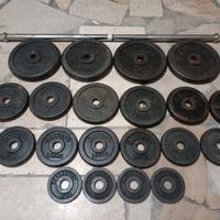 SET dischi ghisa 42kg 25mm pesi palestra bilancier