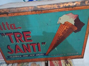 Rara scatola Latta Coni Gelato TRE SANTI 40/50 eti