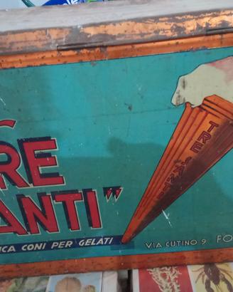 Rara scatola Latta Coni Gelato TRE SANTI 40/50 eti
