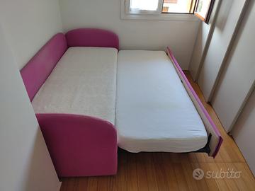 Letto imbottito singolo, più letto estraibile