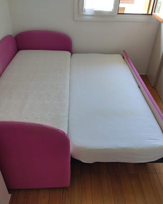 Letto imbottito singolo, più letto estraibile