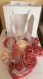 Composizione floreale in cera