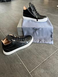Giuseppe Zanotti High Top Croco Black Zip Sneakers