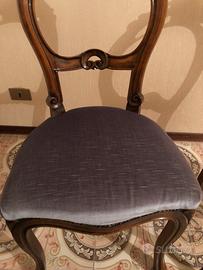 4 Sedie in velluto azzurro come nuove.