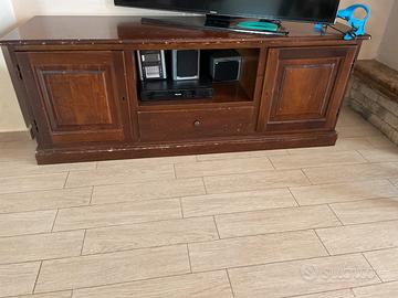 Porta tv e cantinetta porta vini in legno
