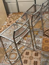 3 sedie in plexiglass e acciaio