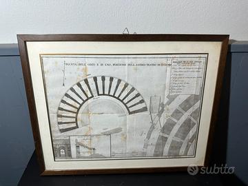Incisione Antica  Pianta dell'Odeo e del Teatro CT