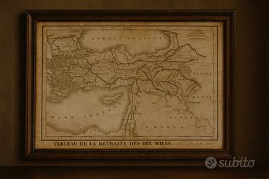 Antica mappa cartina Delamarche 1830 anabasi