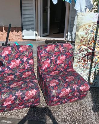 Coppia Poltrone in Stoffa Variopinta +Quadro 