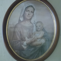 Quadro ovale Madonna con bambino