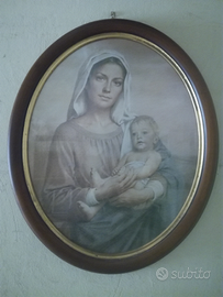 Quadro ovale Madonna con bambino