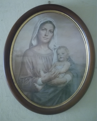 Quadro ovale Madonna con bambino