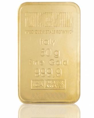 Lingotto in oro puro 50 gr
