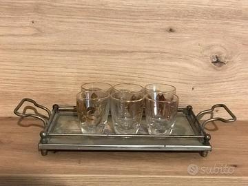 Set Vassoio con 6 Bicchierini Stile Liberty 1900