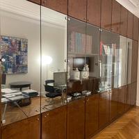 Parete Attrezzata a Libreria in Radica & Vetro