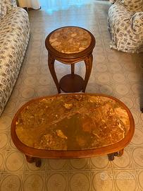 Colonna Portavaso e tavolino in legno e marmo
