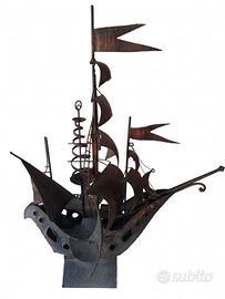 Scultura, Veliero in ferro battuto vintage anni 70