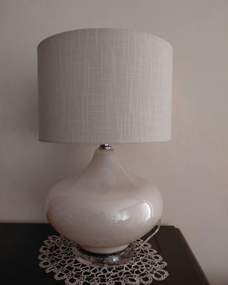 Abat-jour lampada da tavolo con paralume perla