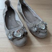 Ballerine gioiello camoscio grigio – Made in Italy