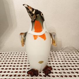 scultura vetro murano pinguino alti cm 32 