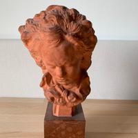 Busto Beethoven terracotta, base marmo
